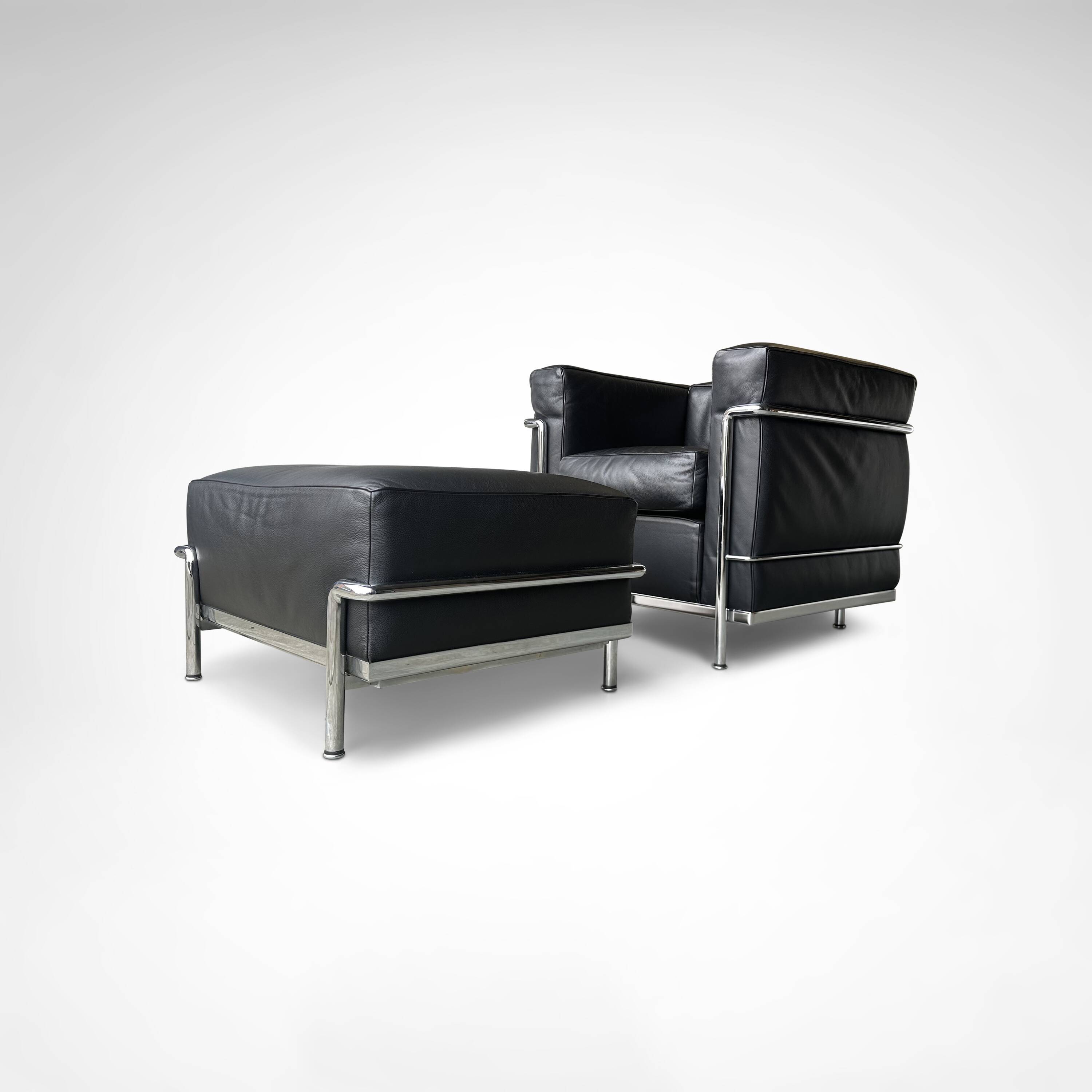 LC2 armchair and ottoman by Le Corbusier et al. for Cassina 1990s