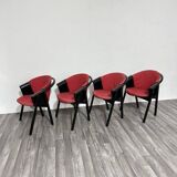 Modern Chairs in Lacquered Wood and Fabric from Pozzi & Verga, 1970s, Set of 4