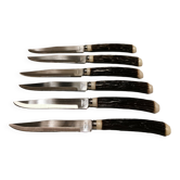 Six delicious stainless steel steak knives with bone handles, from Japan
