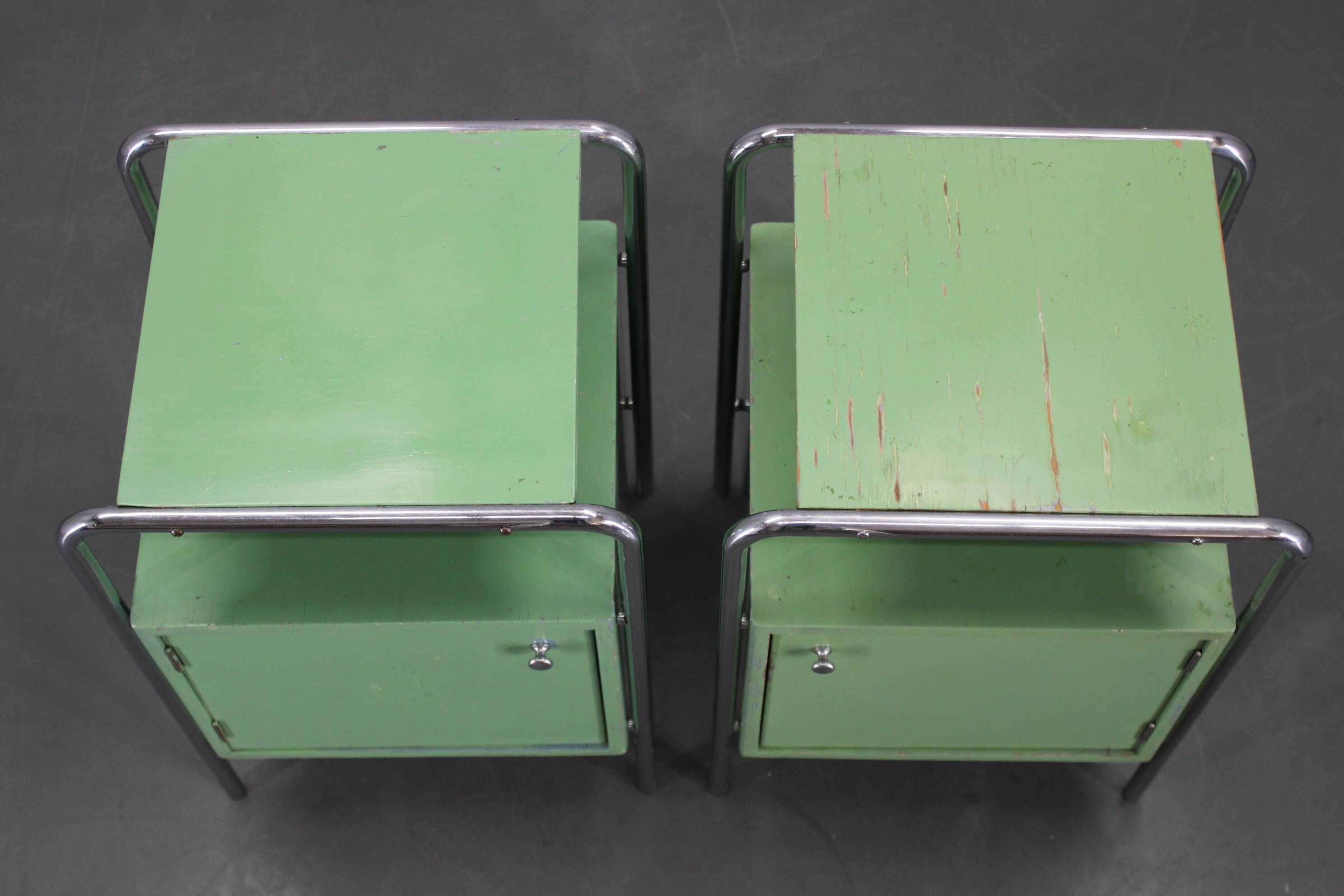 Pair of Bauhaus bedside tables, 1930, Czechoslovakia