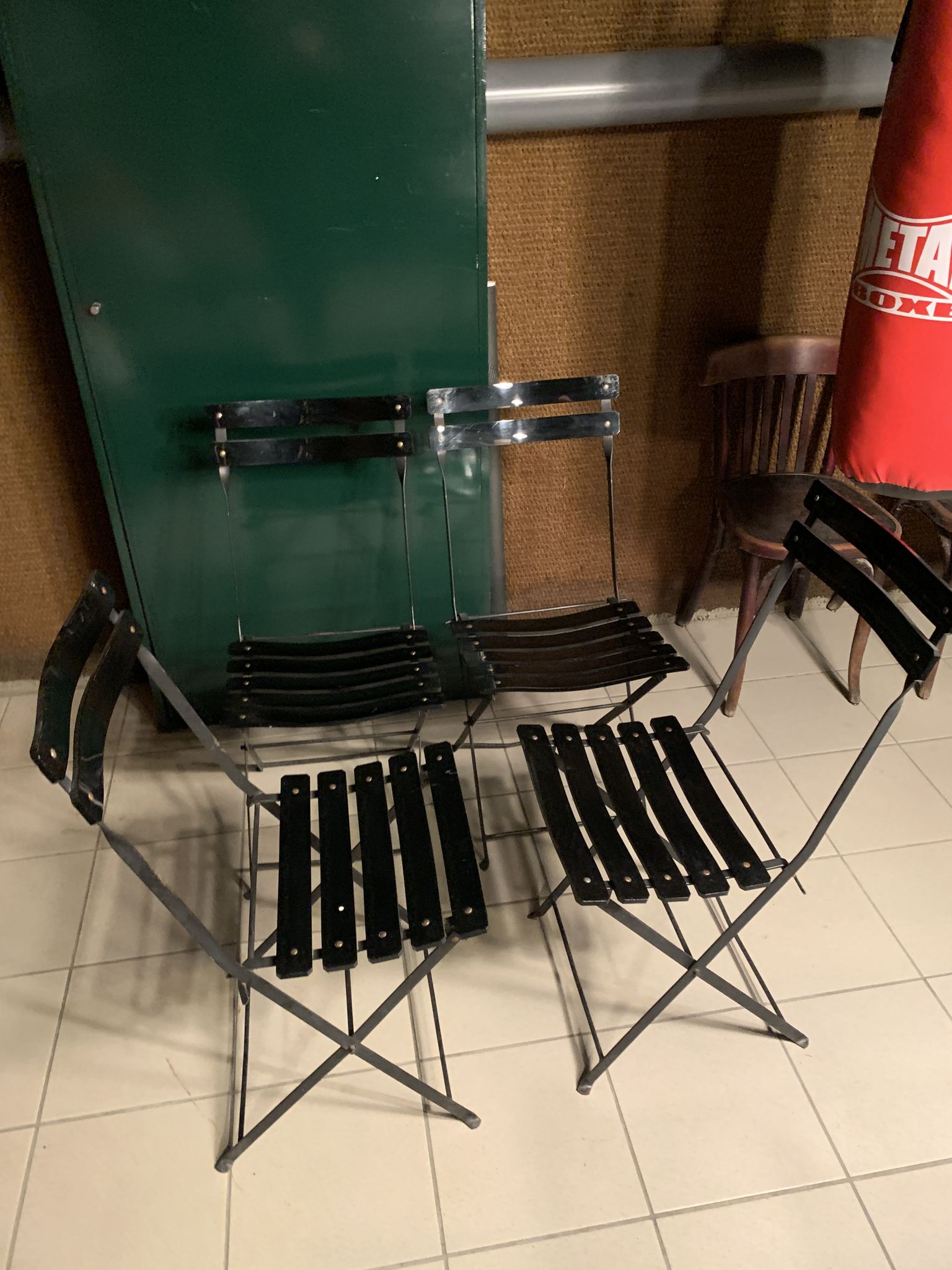 4 folding chairs Habitat 80s plastic and metal