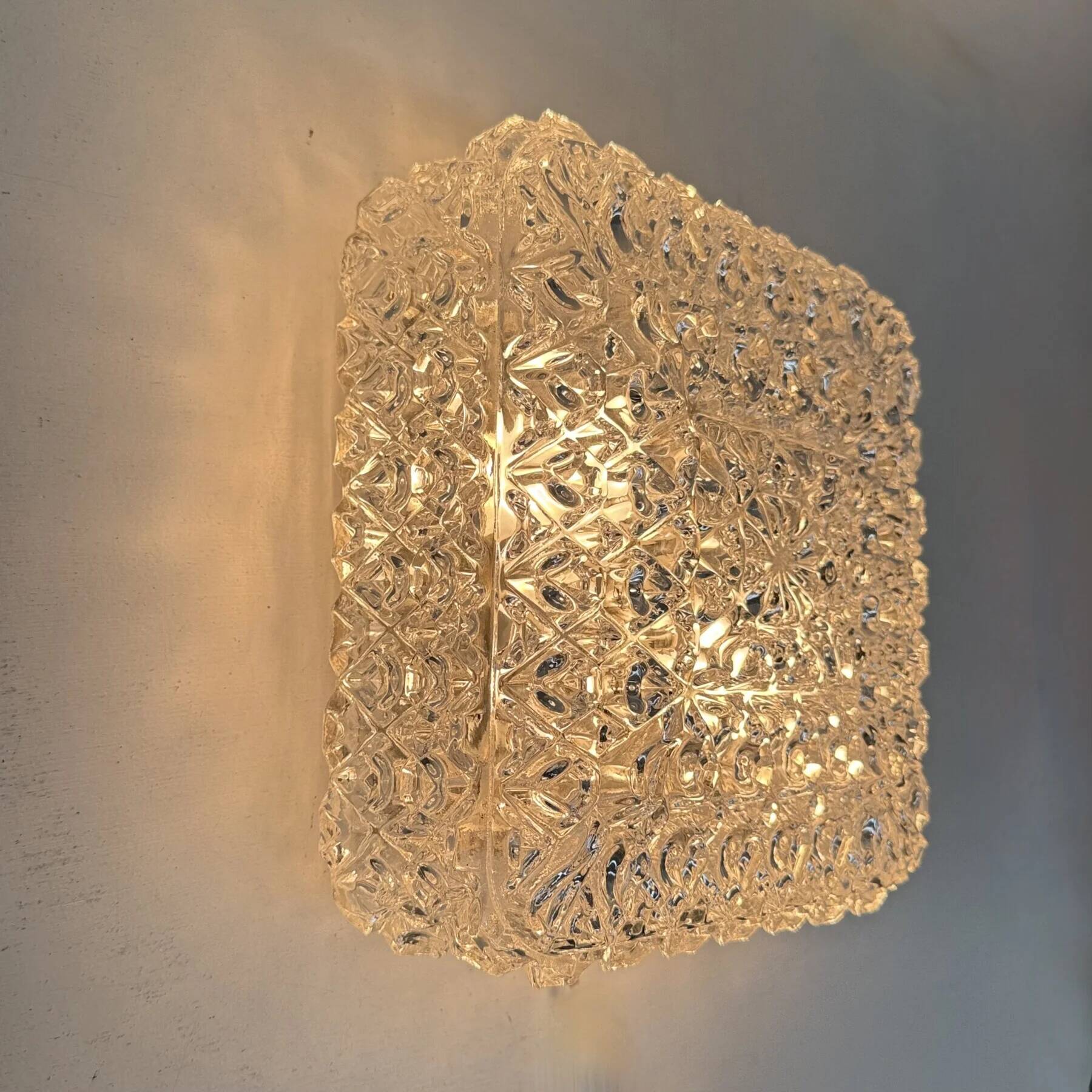 Mid-century crystal wall light / ceiling light by Limburg Glashütte, 1970s Germany