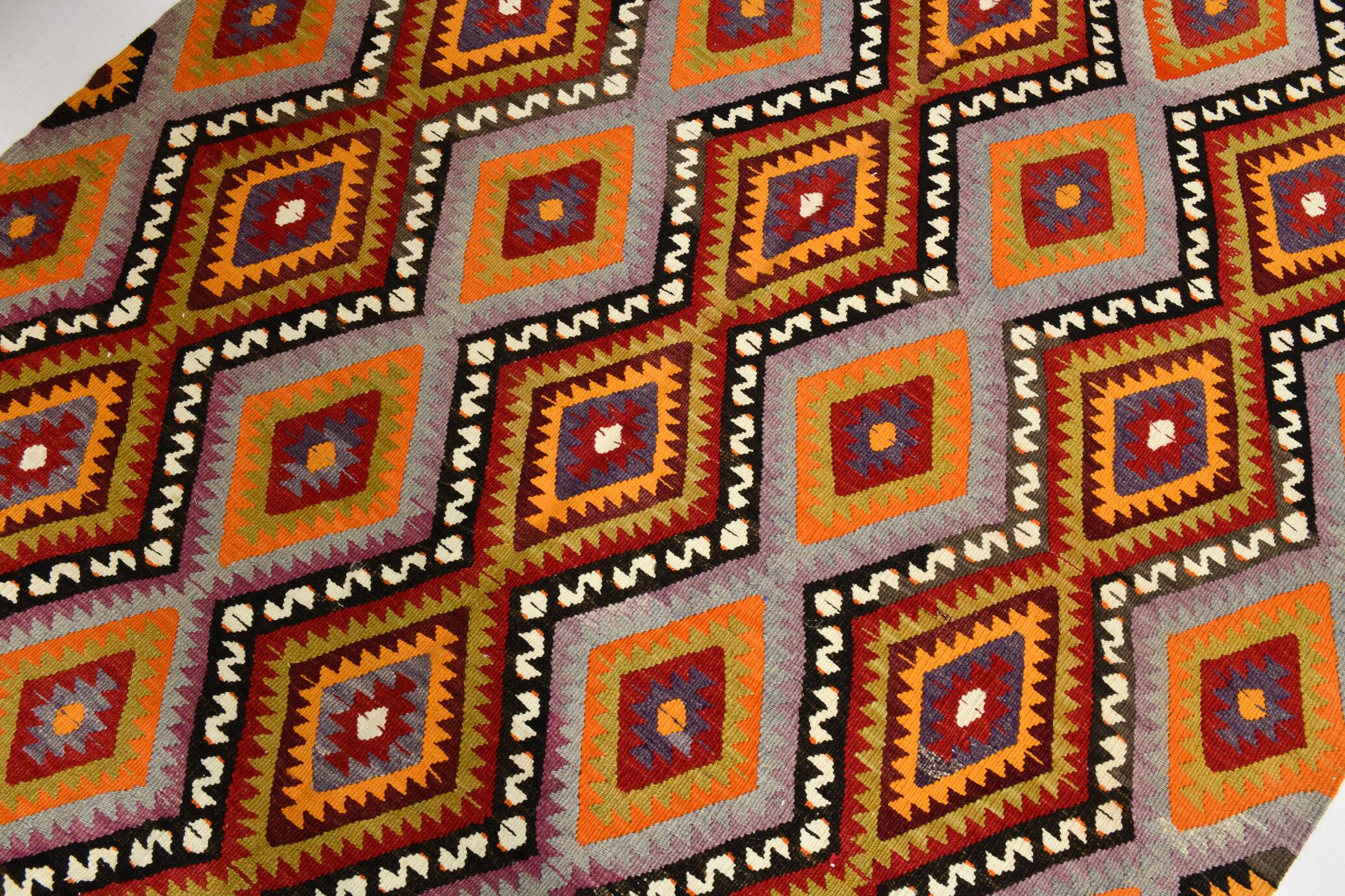 6x8 Multicolor Geometric Style Anatolian Vintage Kilim Rug, 177x236Cm