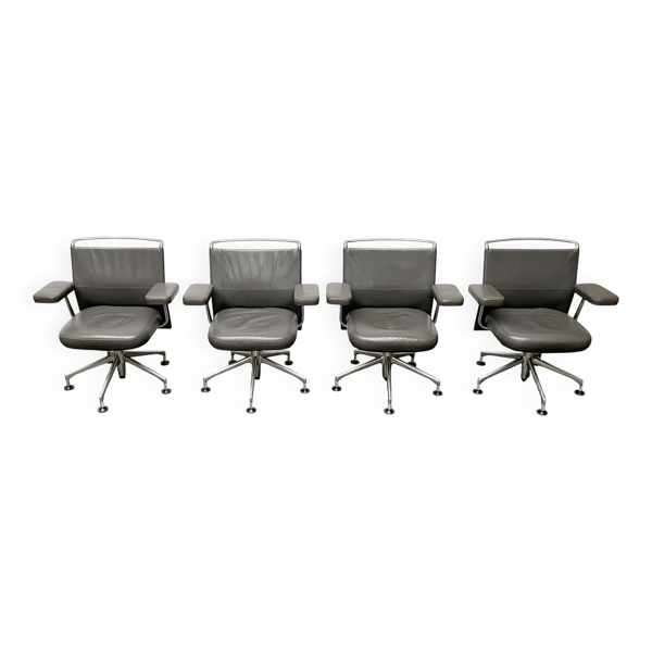 Fauteuils pivotants modèle Postmoderne AC2 en cuir par Antonio Cittero pour Vitra, années 1990, lot de 4