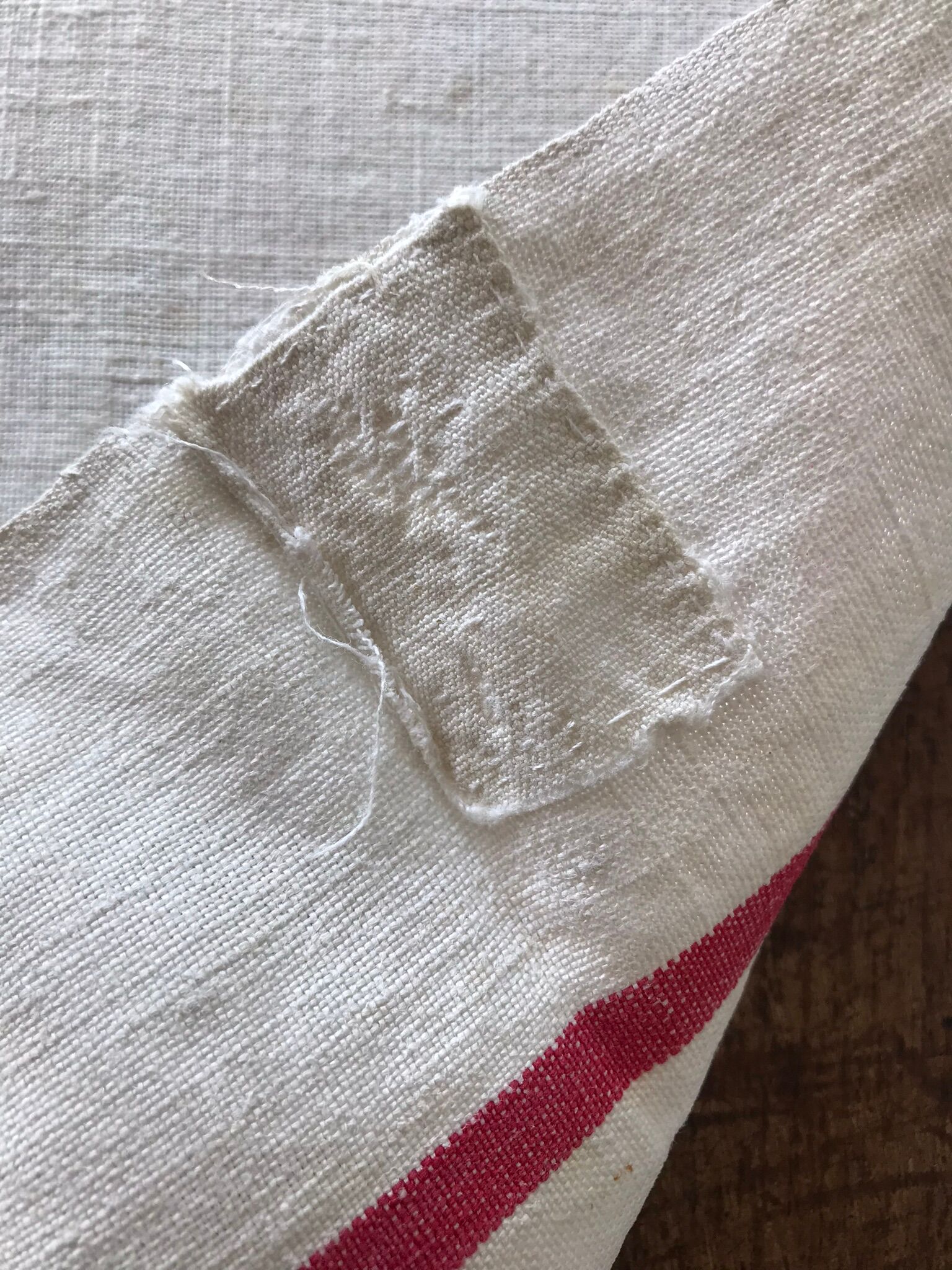 Old linen and hemp towel monogrammed MR