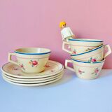 Lot 4 flower coffee cups salins granit france