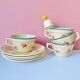 Lot 4 flower coffee cups salins granit france