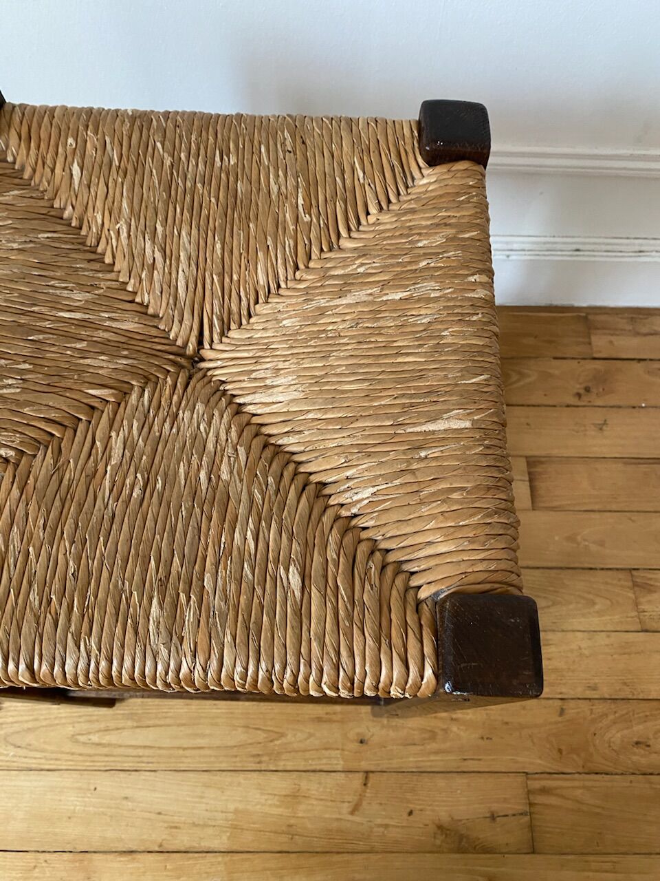 Wooden stool and antique straw