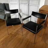 Paire de fauteuils vintage en cuir et chrome