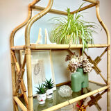 Rattan and glass shelf