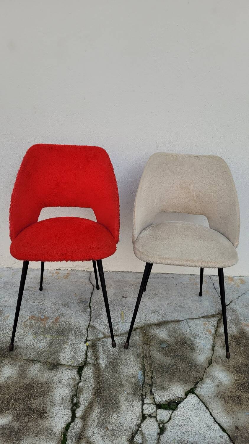 Pair of vintage "Moumoute" chairs -1950s