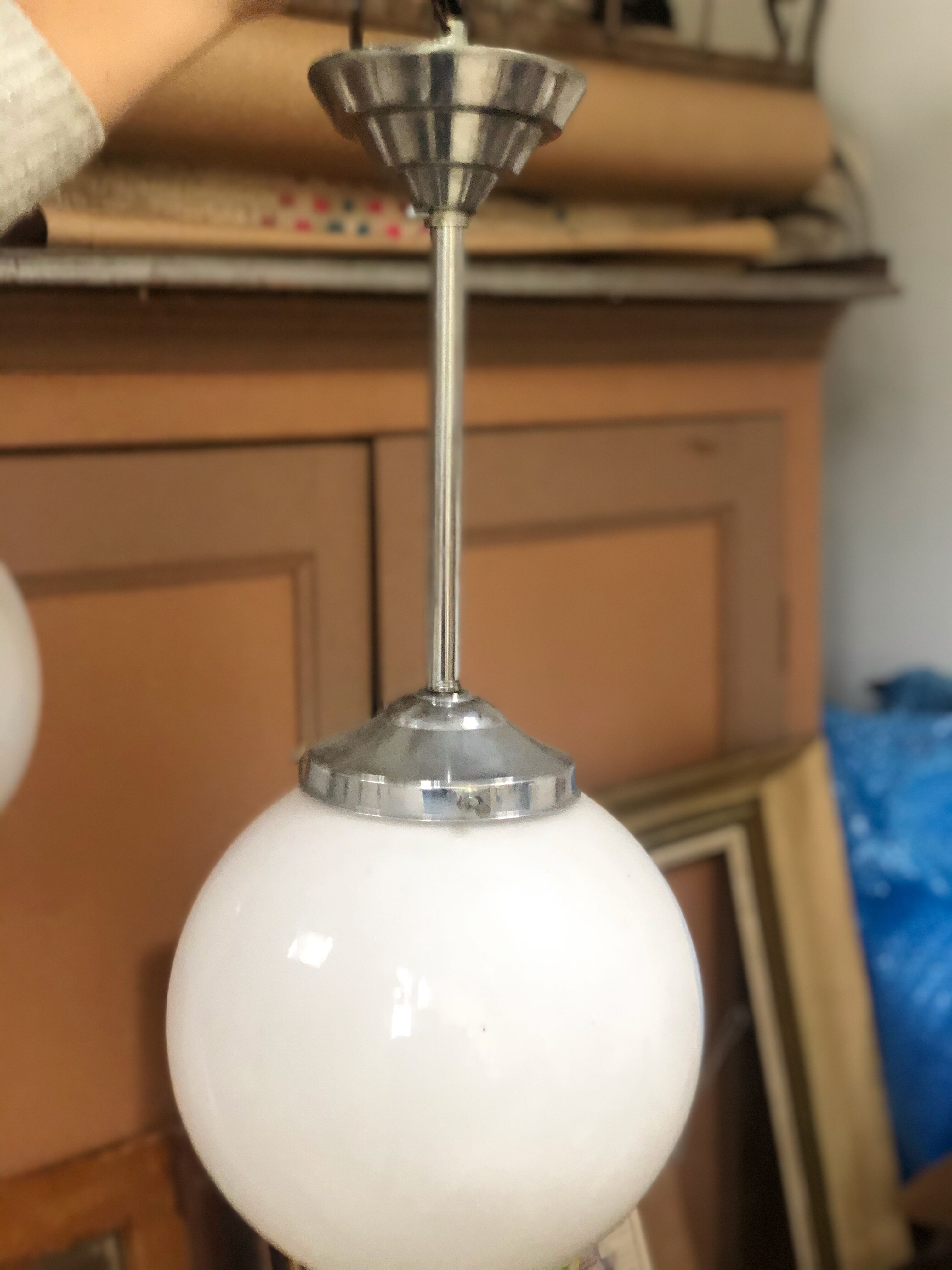 Paire de suspensions boule blanche