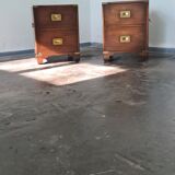 Pair of vintage military campaign wooden nightstands by reprodux england