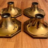 Suite of 4 vintage brass wall lamps, ceiling lights, by Motoko Ishii for Staff Leuchten 1970