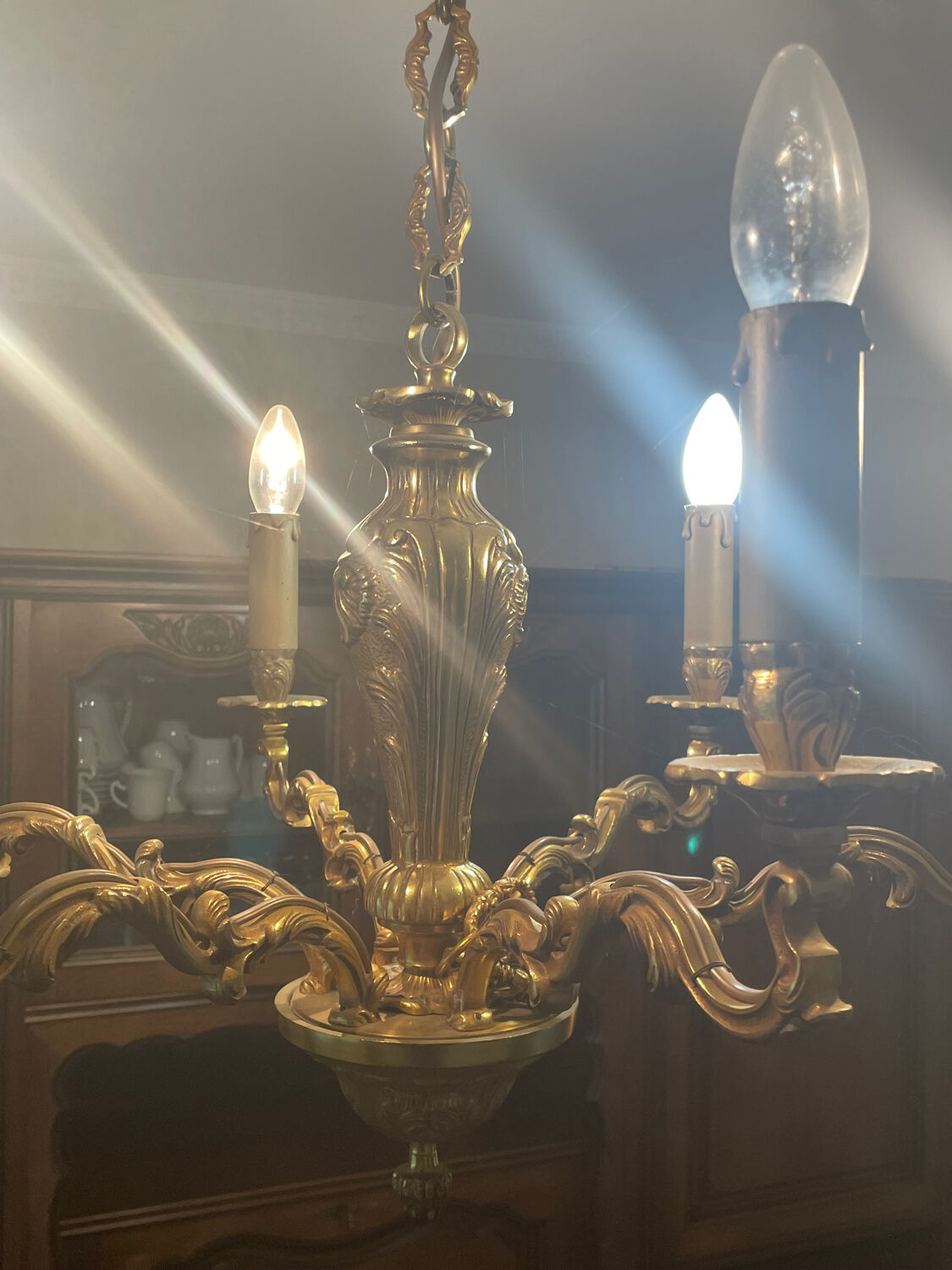 Golden bronze chandelier