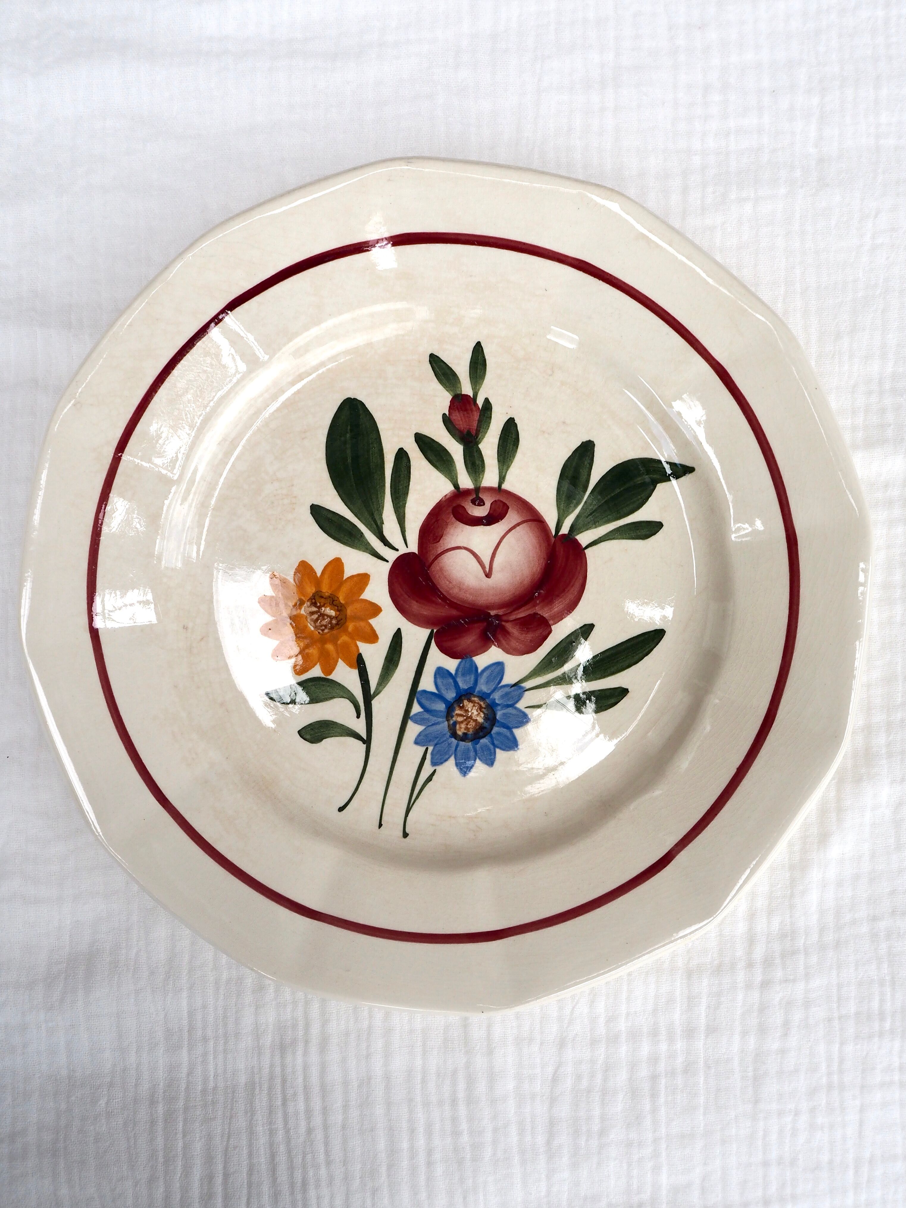 Set de 10 assiettes plates Sarreguemines, modèle Chatenois