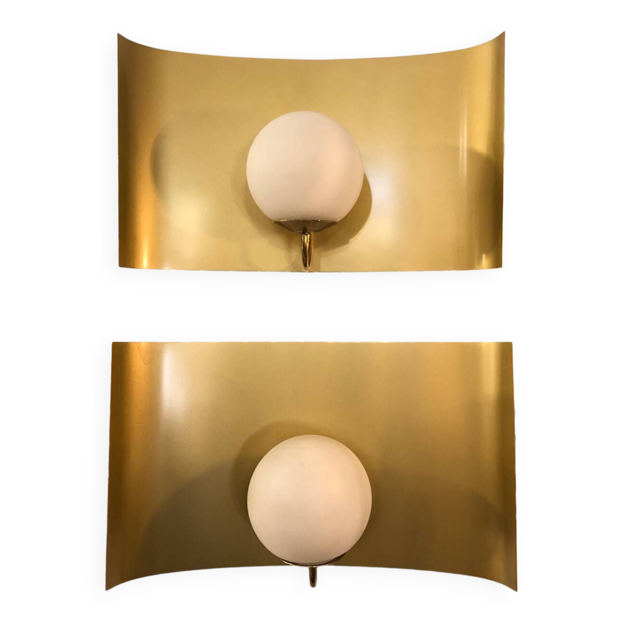 Pair of art deco brass wall lights