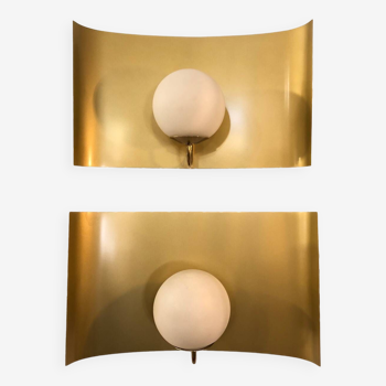 Pair of art deco brass wall lights