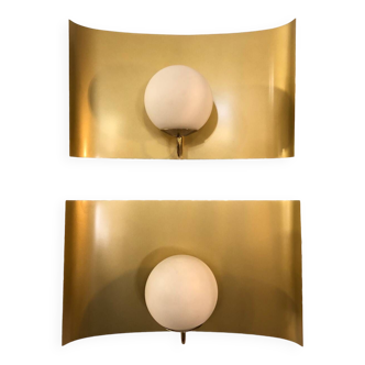 Pair of art deco brass wall lights