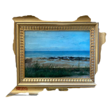 Tableau "Plage à Arromanches" signé 1891 signé Marine normandie