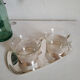 Ensemble tasses anciennes verre et métal Schott & Gen Mainz