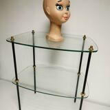 Vintage display 1950 / 1960, side table / sofa end, glass shelves