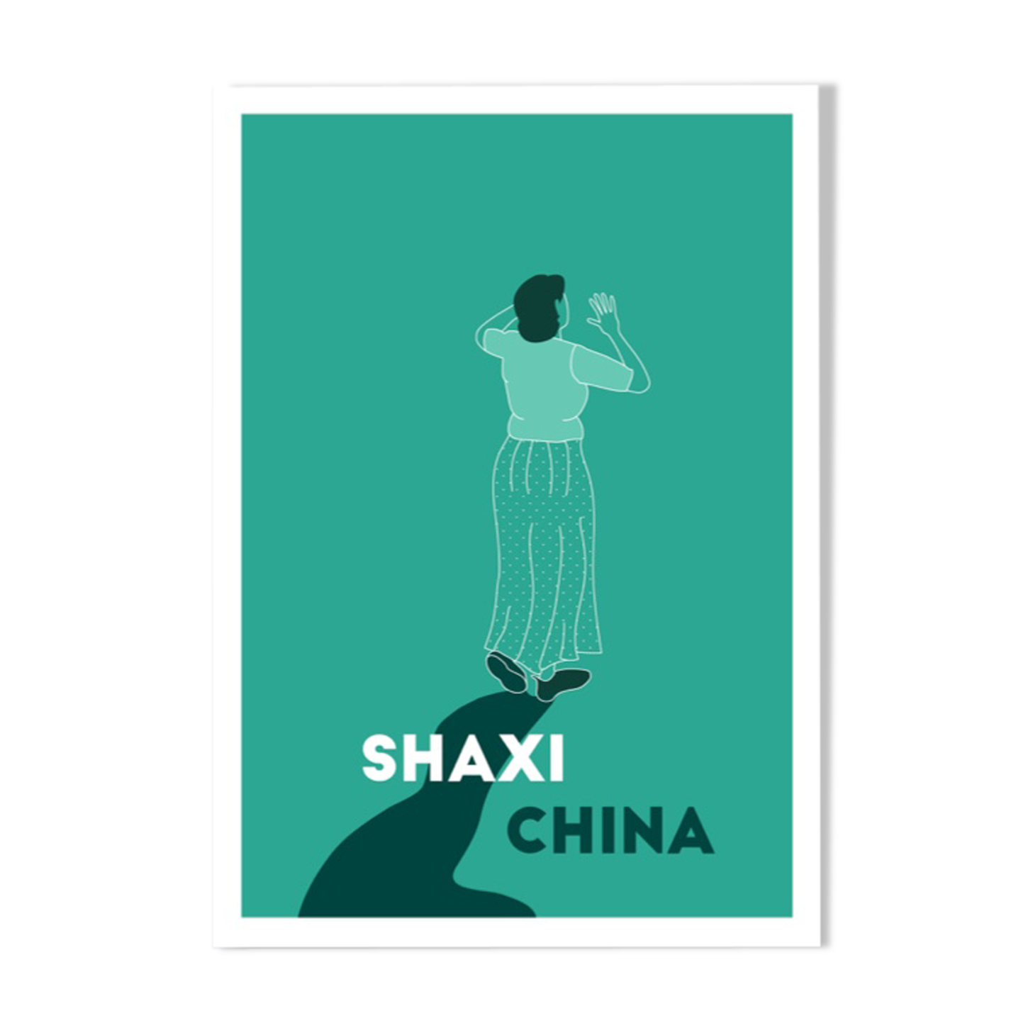 Menade - Shaxi, China - Illustration. A4 21 x 29.7. China, travel, dancer, dance