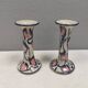 A set of painted ceramic candlesticks from Danish Fyrkat, 1970-80s.