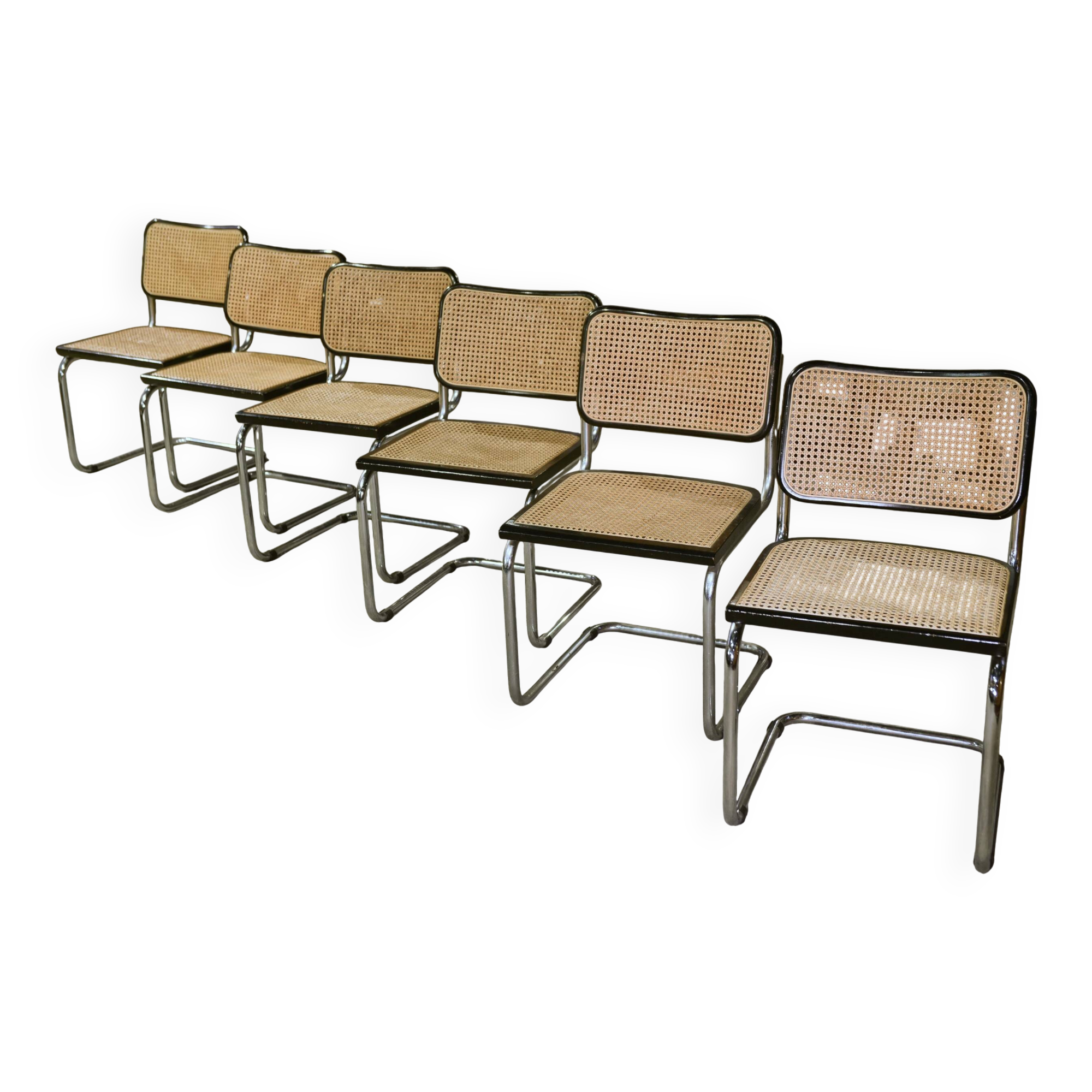 Ensemble de 6 chaises Cesca B32 de Marcel Breuer 1970’s