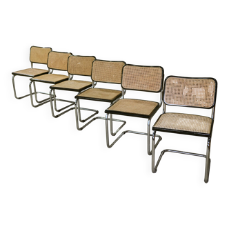 Set of 6 Cesca B32 chairs by Marcel Breuer 1970s