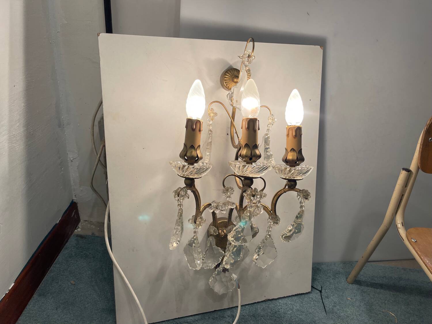 Large Crystal Sconces Set of 3