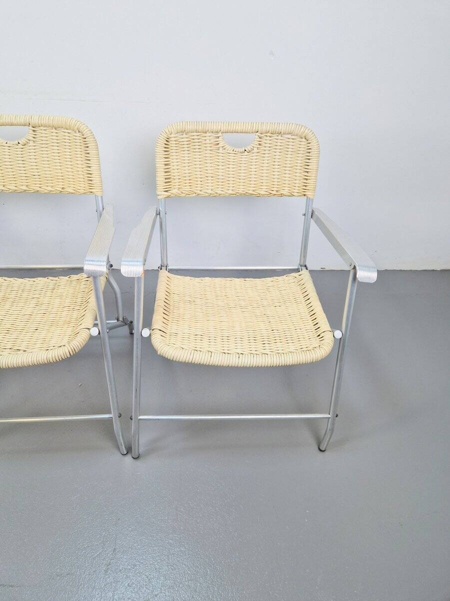 Mid-Century Tossa Wicker Folding Chairs by Hilbrant, Italy, 1960s, Set of 4