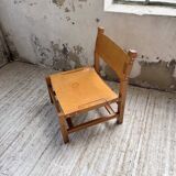 Elm and leather armchair Maison Regain