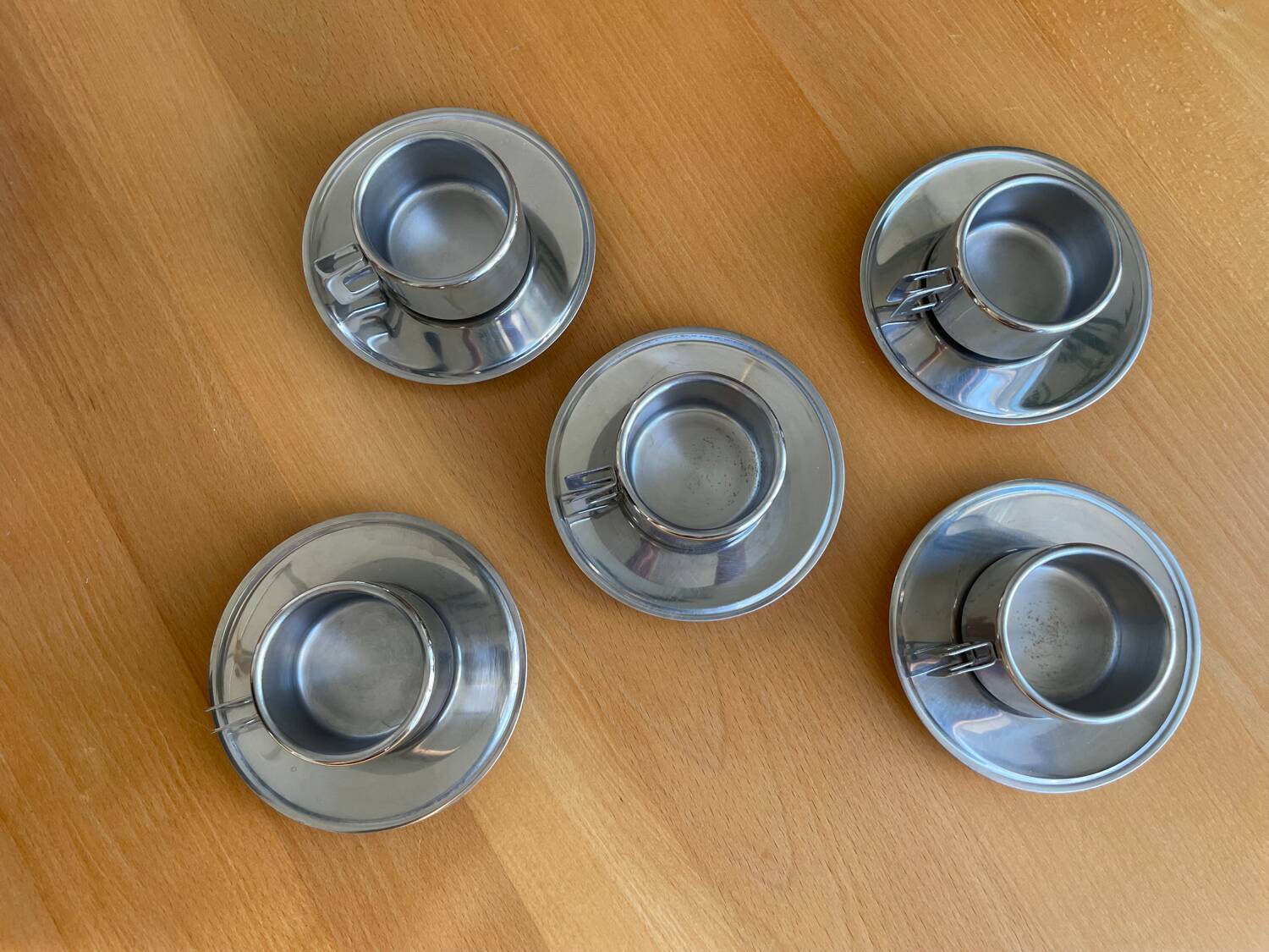 Casalinghi STO stainless steel cups, vintage 70s Italian design