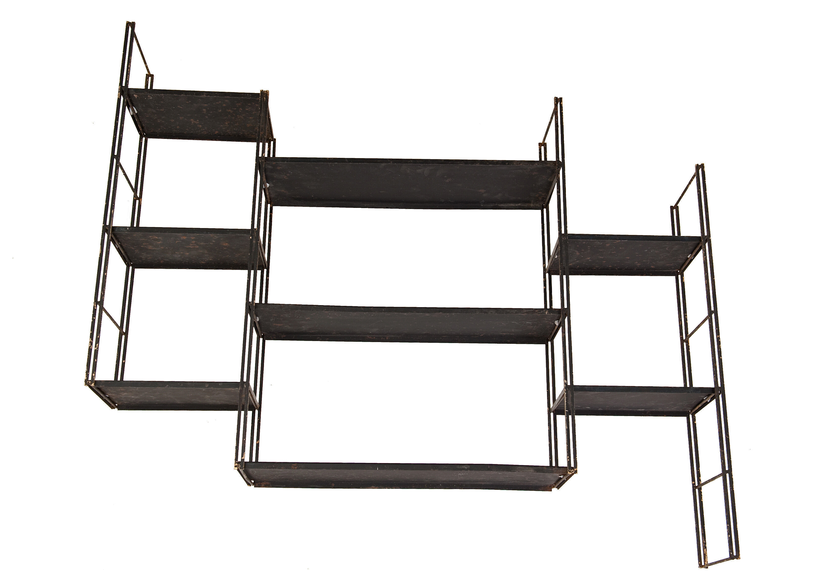 Modular wall shelf string with 8 metal shelves year 60