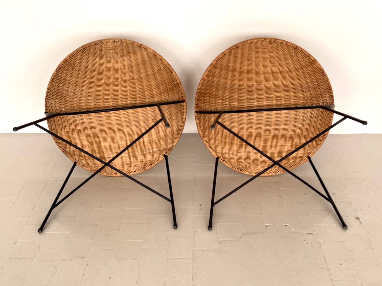 Pair of Rattan Lounge Chairs, Italy, 1970s