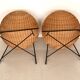 Pair of Rattan Lounge Chairs, Italy, 1970s