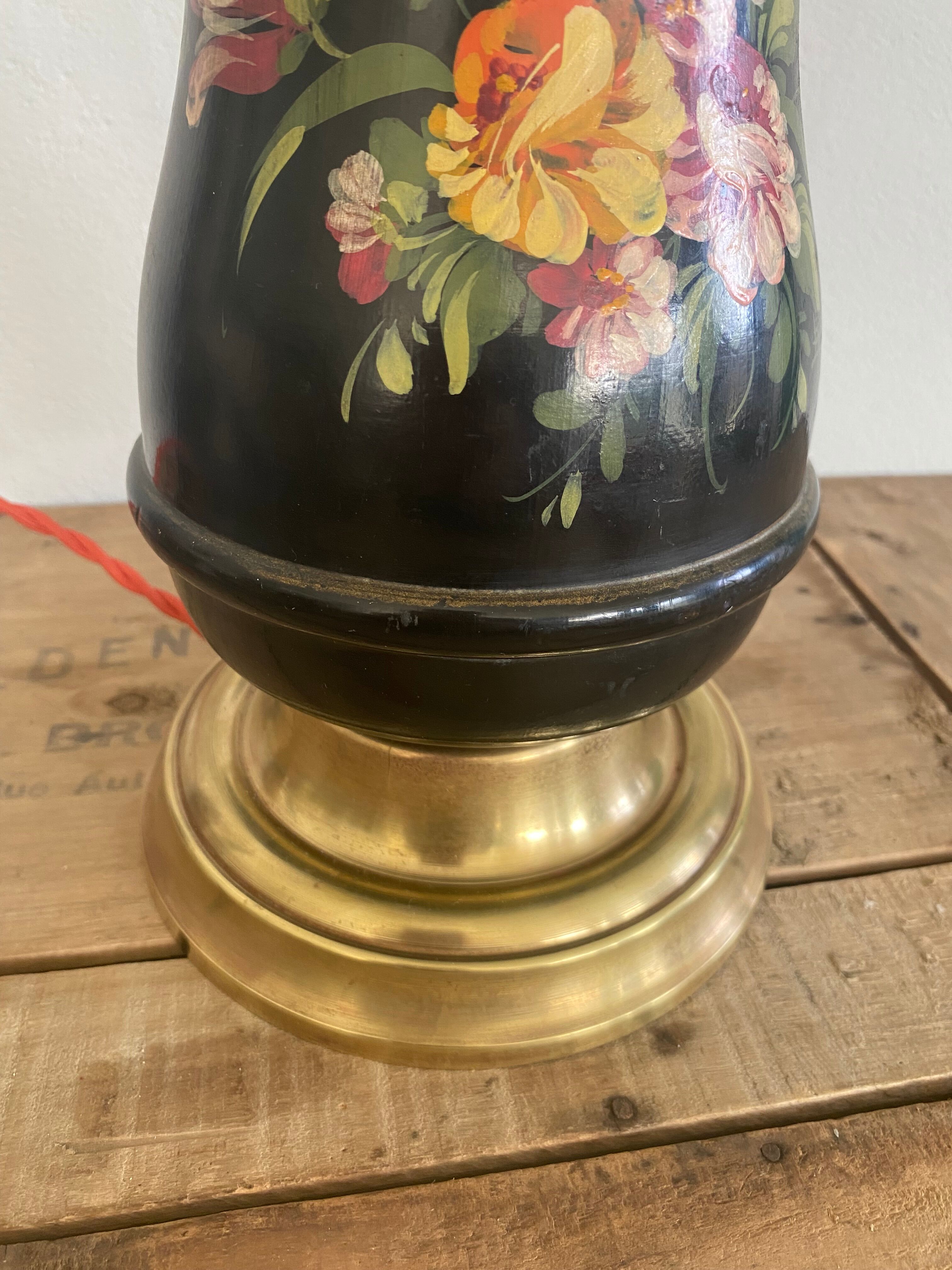 19th century ceramic lamp base, 2 m fabric cable
