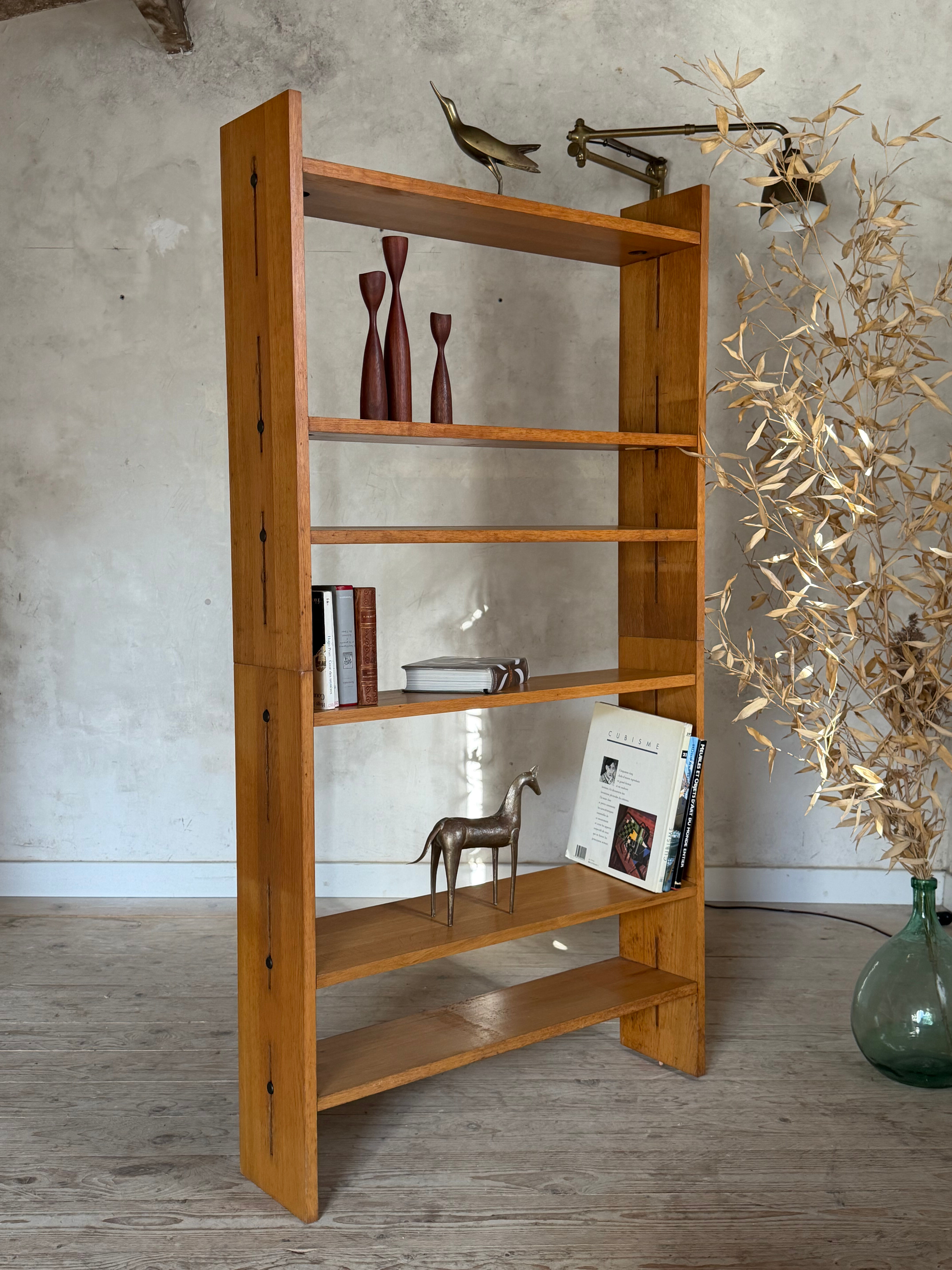 Vintage freestanding bookshelf in solid oak