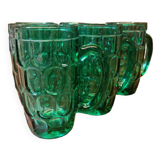 Set of 6 Green Glass Mugs