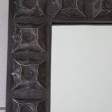 Brutalist metal wall mirror decoration pushed back year 70 vintage