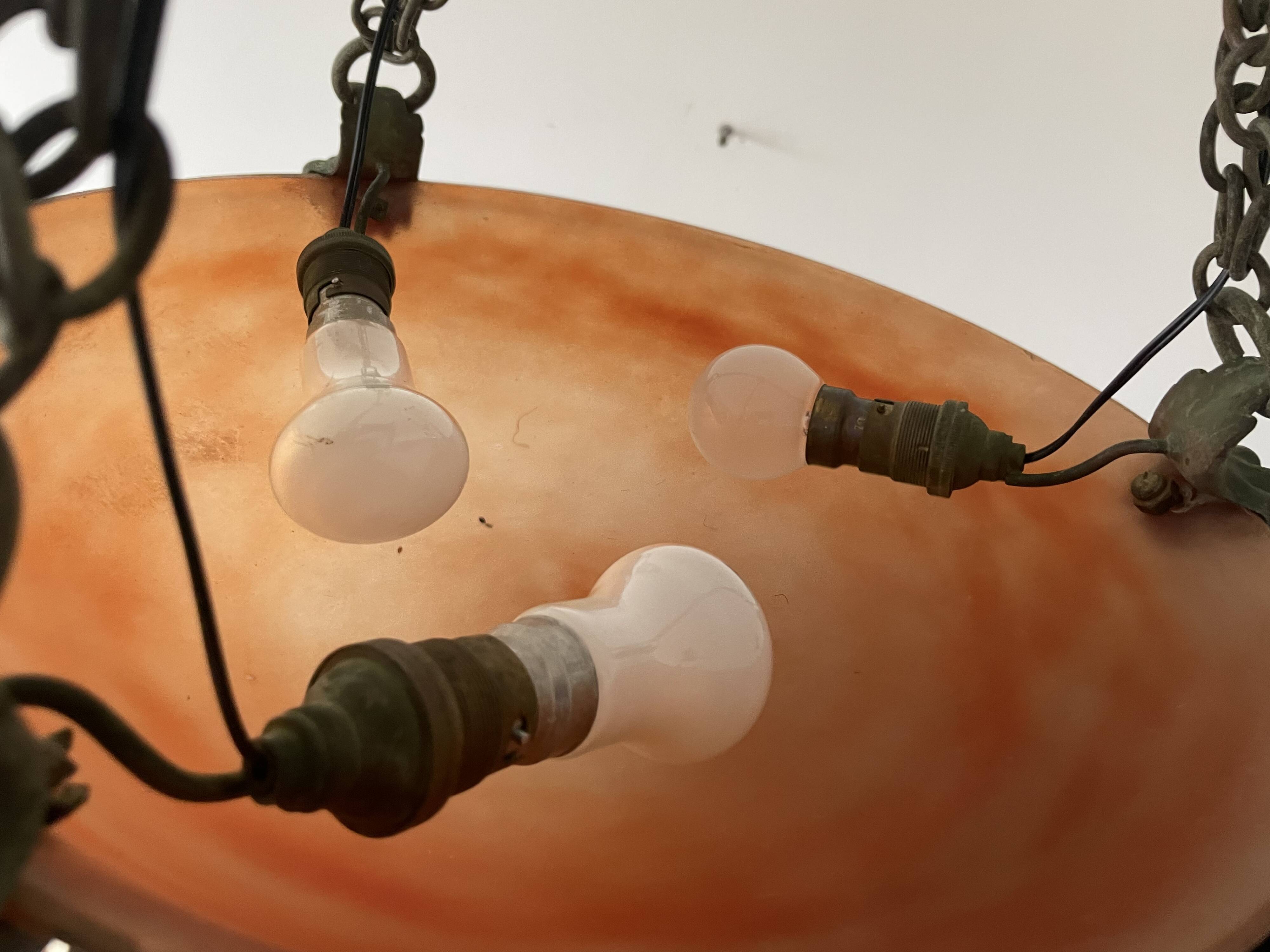 Art Deco pendant light in marbled glass