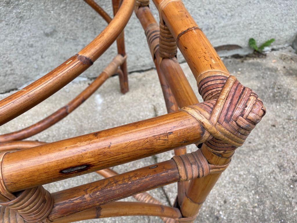 Vintage rattan dining table 70s