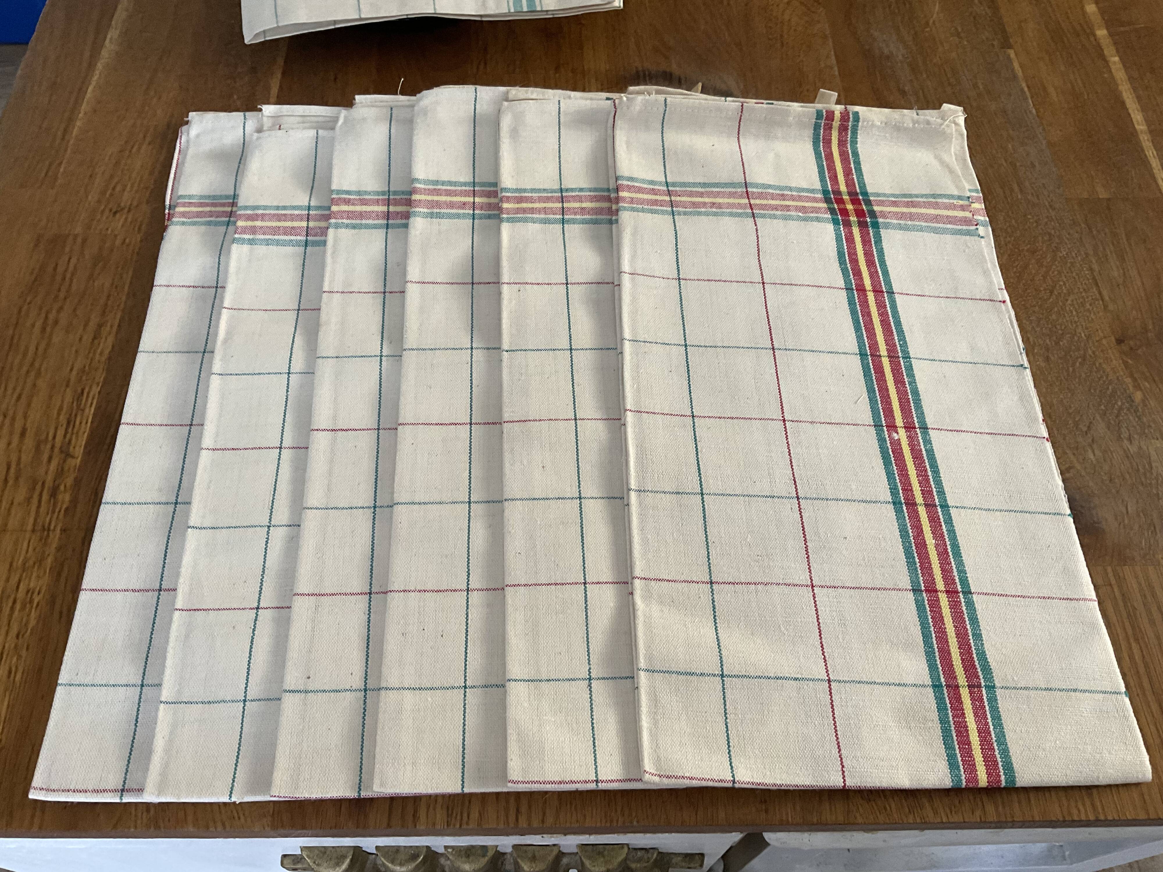 6 tea towels in metis, blue flower