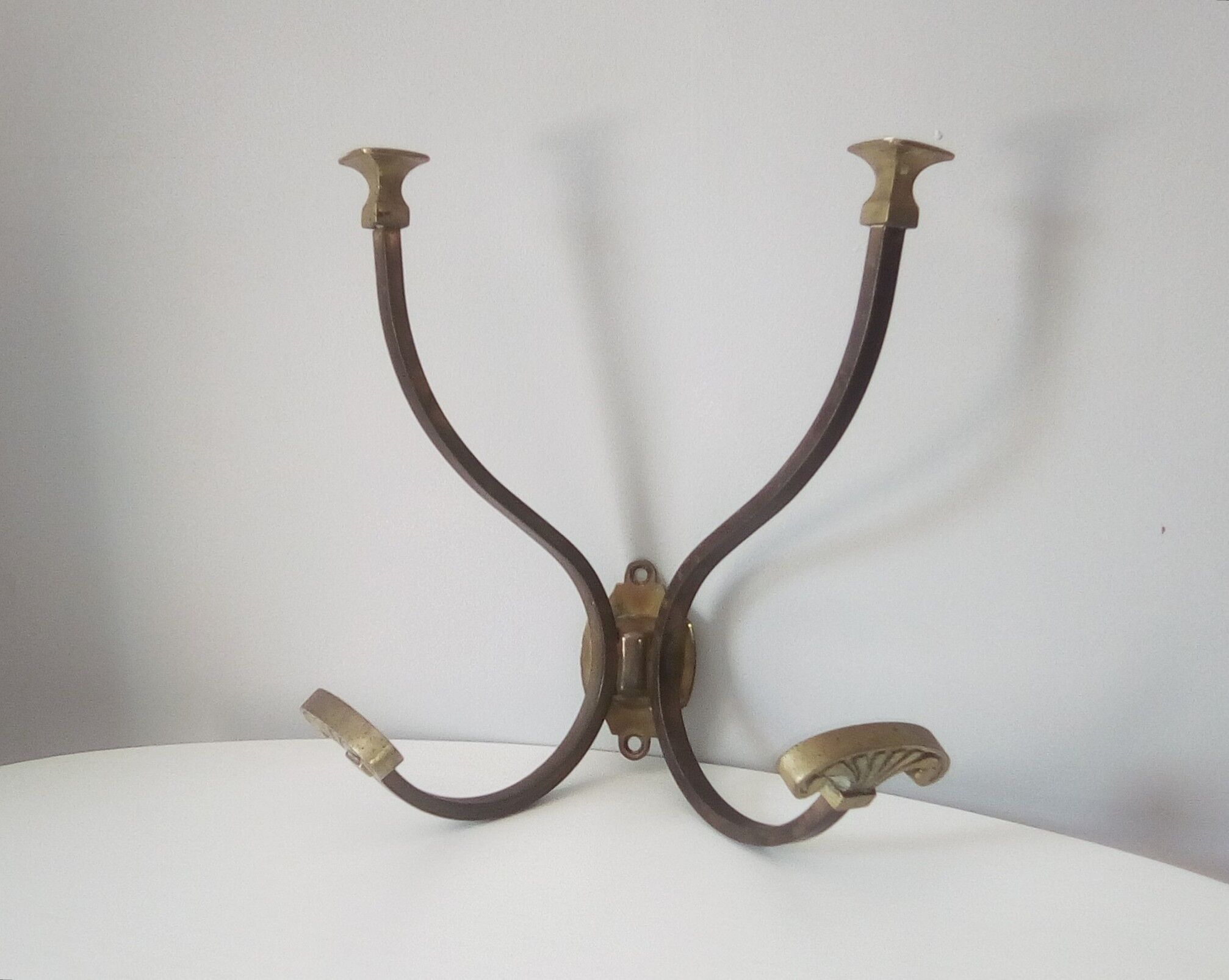 Wall-mounted wall-mounted coat rack in solid brass 50s/60s