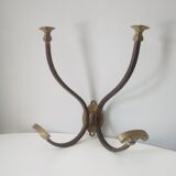 Wall-mounted wall-mounted coat rack in solid brass 50s/60s