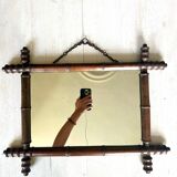 Bamboo-shaped wooden mirror