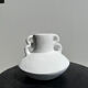 Artisanal terracotta vase painted white with double handles H:16 D:20