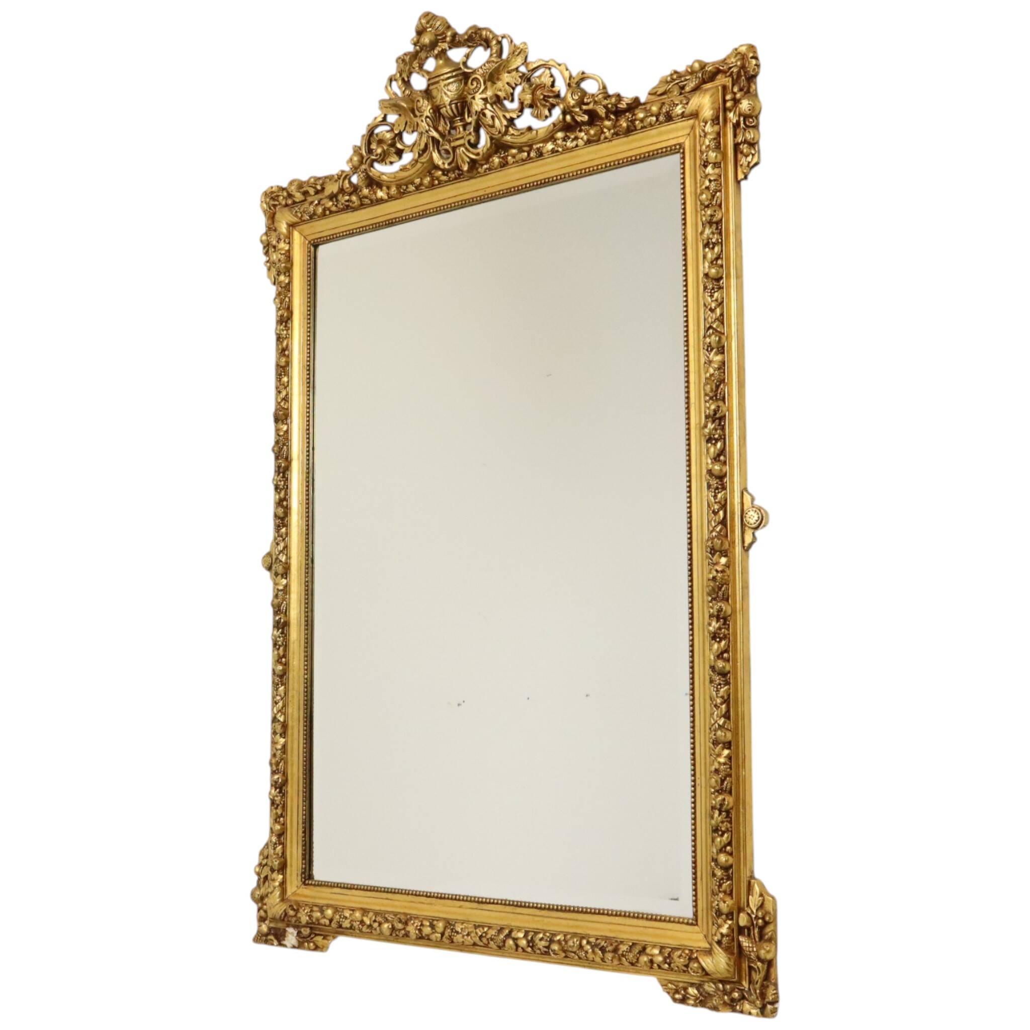 Miroir biseauté doré français antique XL
