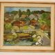 Original Swedish Oil On Panel – "Village" By Bertil Lundqvist – Signed – Vintage & Framed